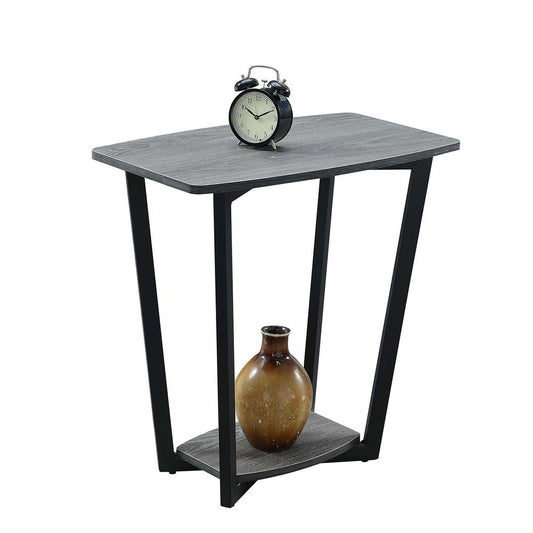 Graystone End Table with Shelf, Weathered Gray/Black Frame