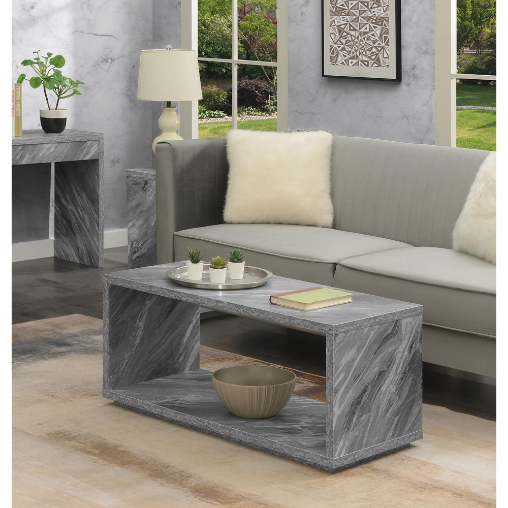 Northfield Admiral Coffee Table with Shelf -Gray Faux Marble