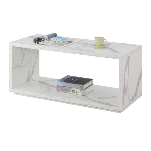 Northfield Admiral Coffee Table with Shelf, White Faux Marble