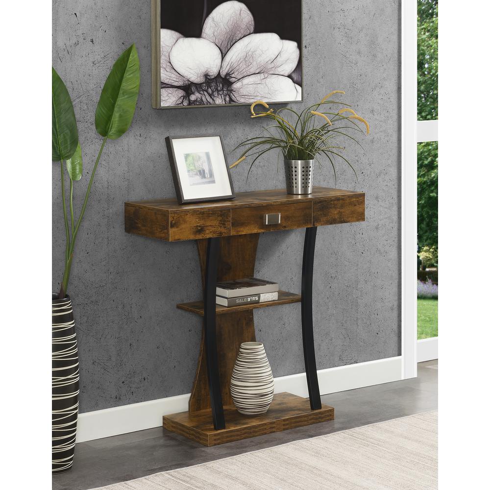 Newport 1 Drawer Harri Console Table with Shelves -Barnwood/Black