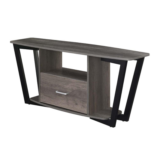 Graystone 60 inch 1 Drawer TV Stand with Shelves, Charcoal Gray/Black