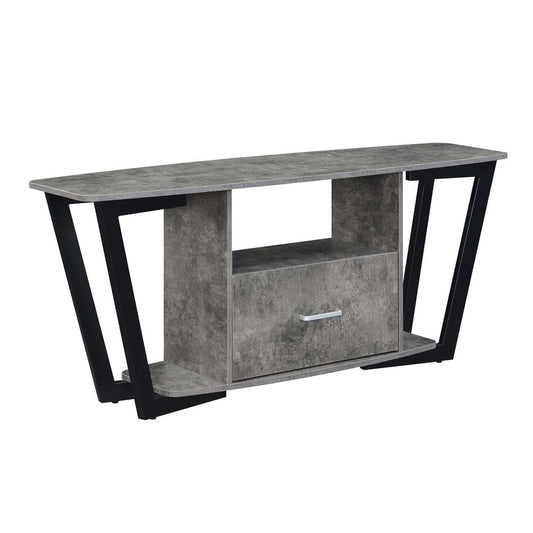 Graystone 60 inch 1 Drawer TV Stand with Shelves, Cement/Black