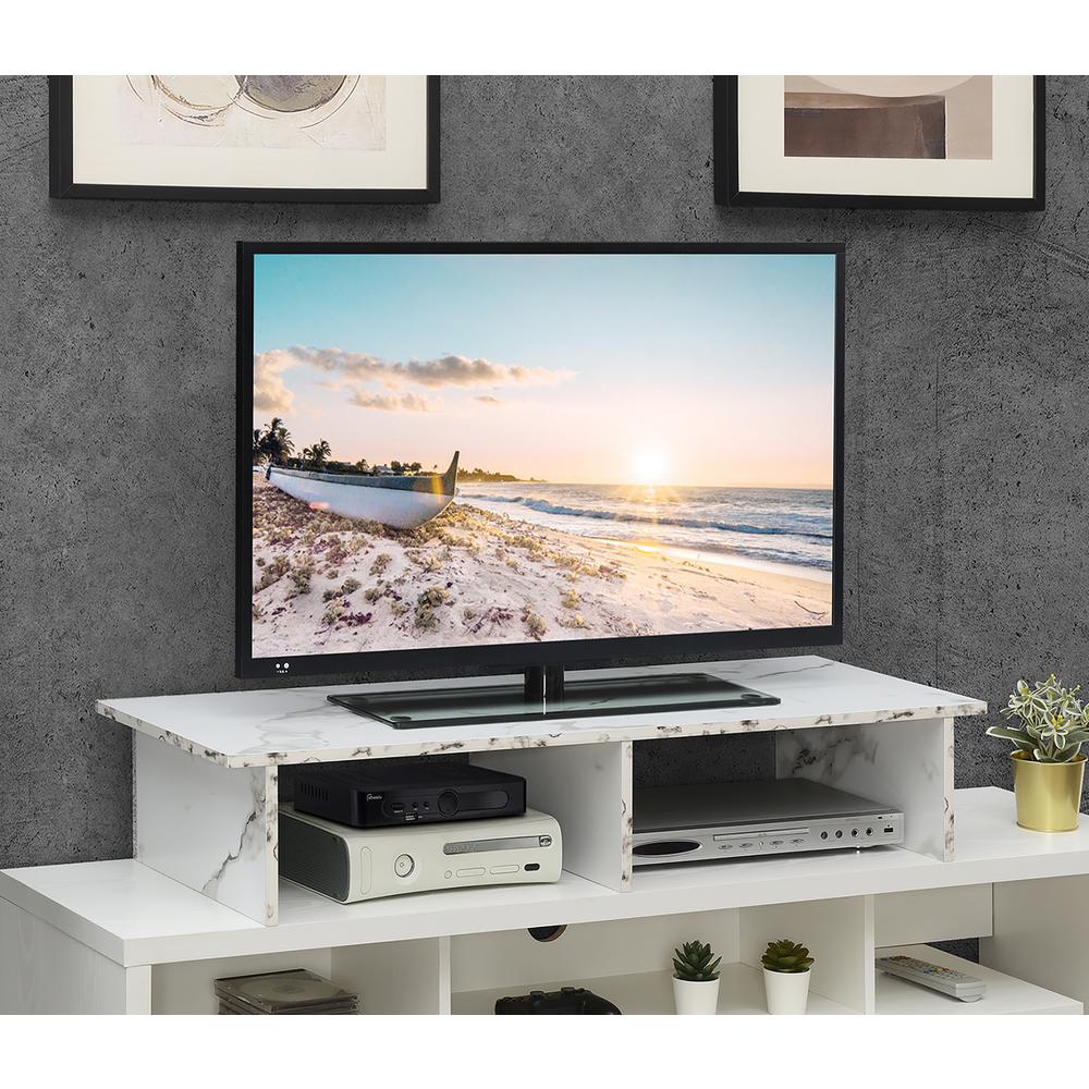 Designs2Go TV/Monitor Riser for TVs up to 46 Inches White Faux Marble