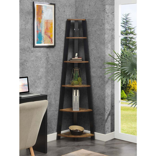 Newport 5 Tier Corner Bookshelf Barnwood/Black