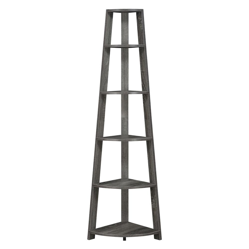 Newport 5 Tier Corner Bookshelf Weathered Gray