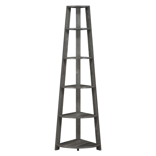 Newport 5 Tier Corner Bookshelf Weathered Gray