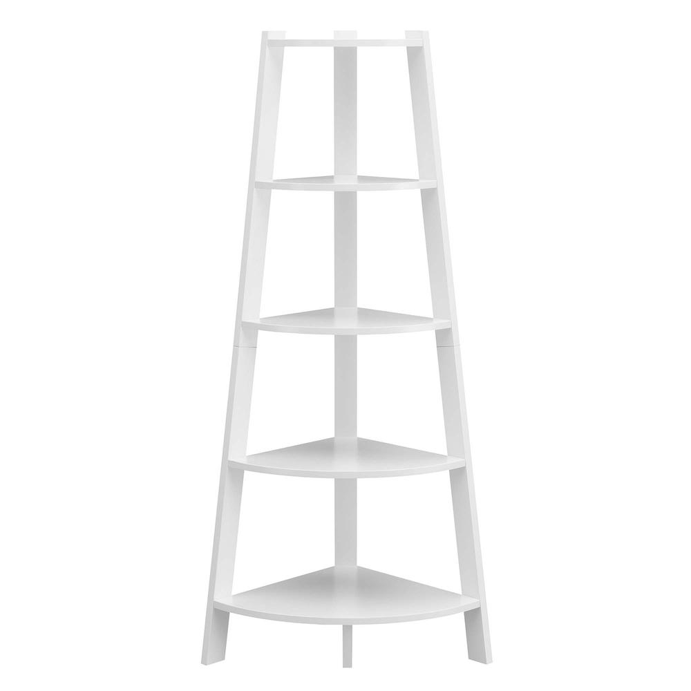 Newport 5 Tier Wide Corner Bookcase, White