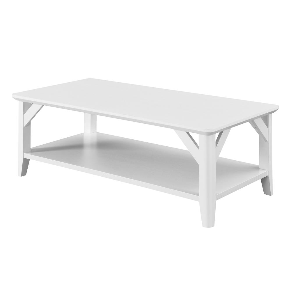 Winston Coffee Table with Shelf, White