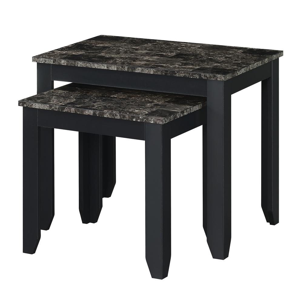 Baja Nesting End Tables, Faux Black Marble/Black