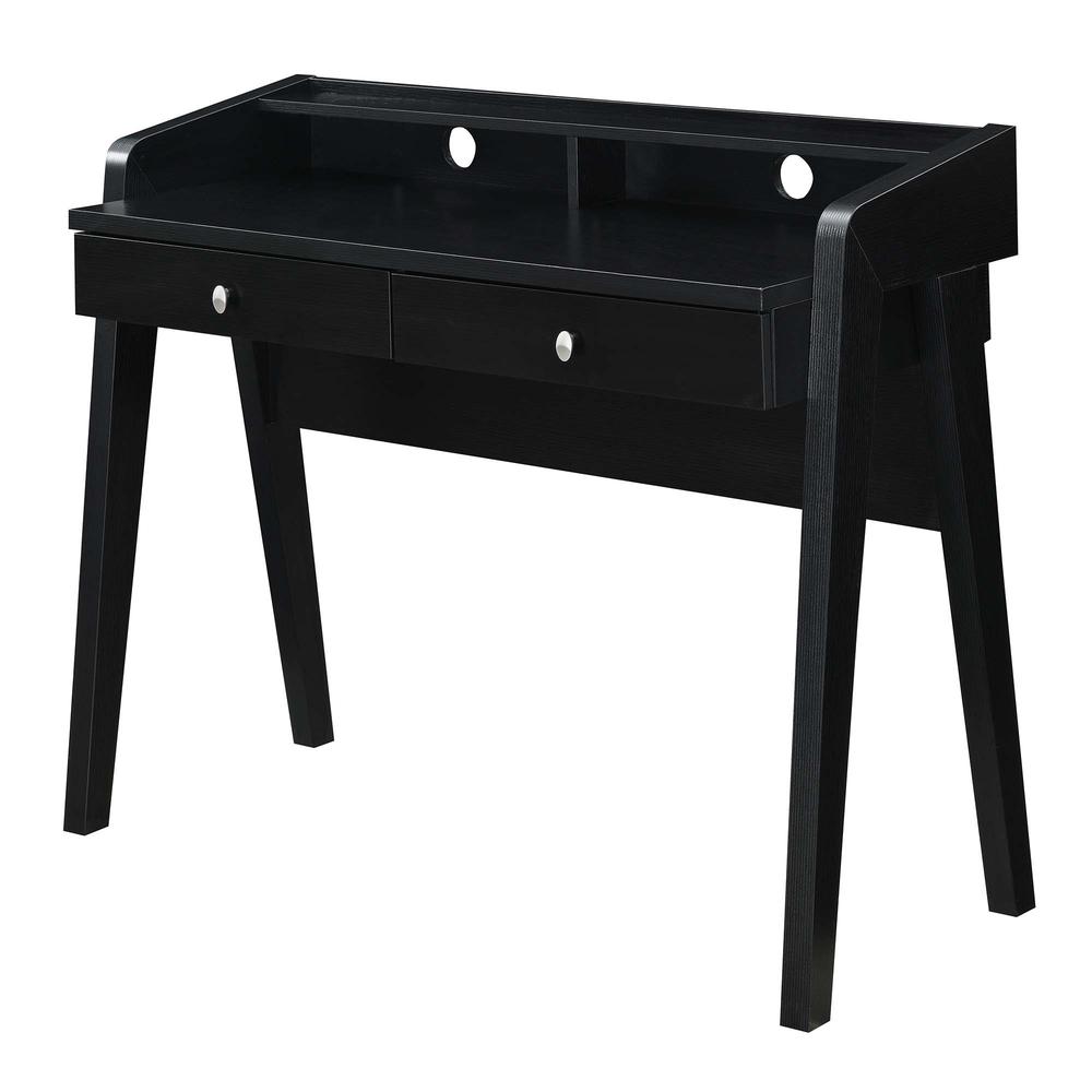 Newport Deluxe 2 Drawer Desk with Shelf, Black