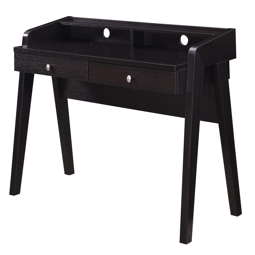 Newport Deluxe 2 Drawer Desk with Shelf, Espresso