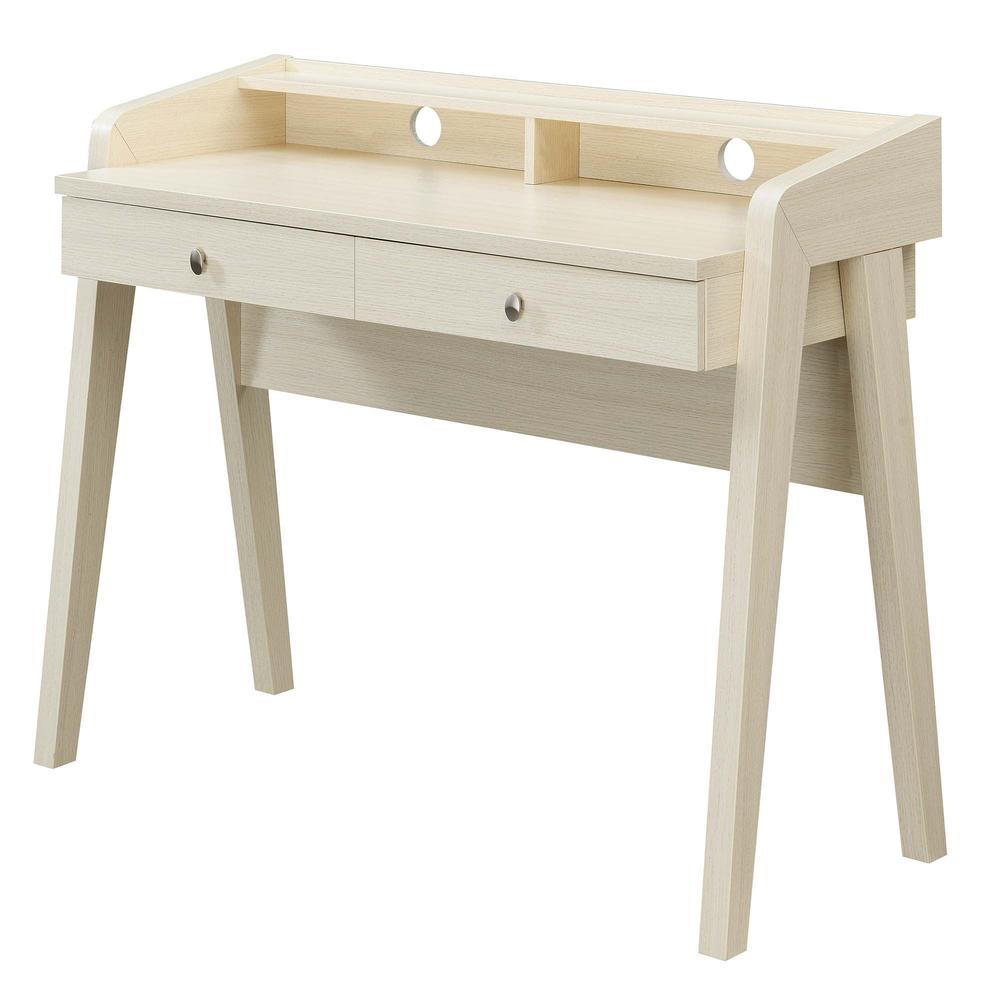 Newport Deluxe 2 Drawer Desk with Shelf, Ivory Finish