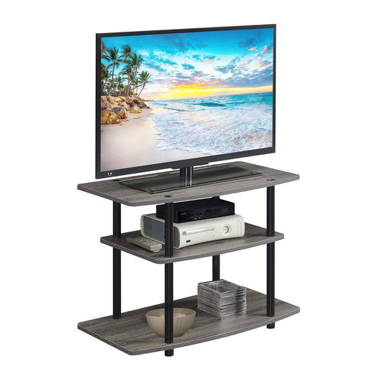 Designs2Go No Tools 3 Tier TV Stand Weathered Gray/Black