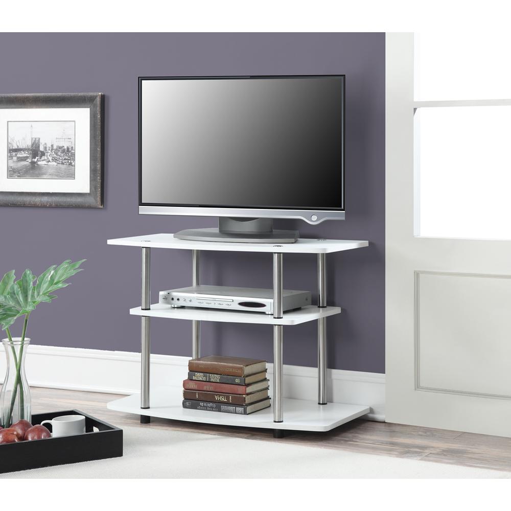 Designs2Go No Tools 3 Tier TV Stand White