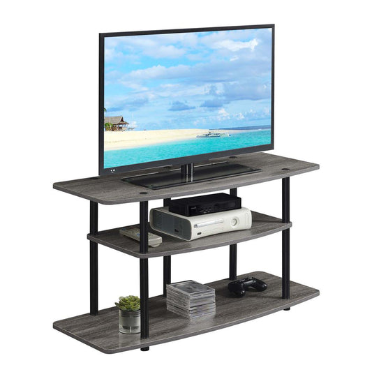 Designs2Go No Tools 3 Tier Wide TV Stand Weathered Gray/Black