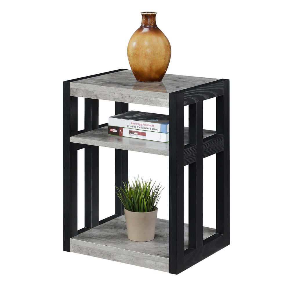 Monterey End Table with Shelves, Faux Birch/Black