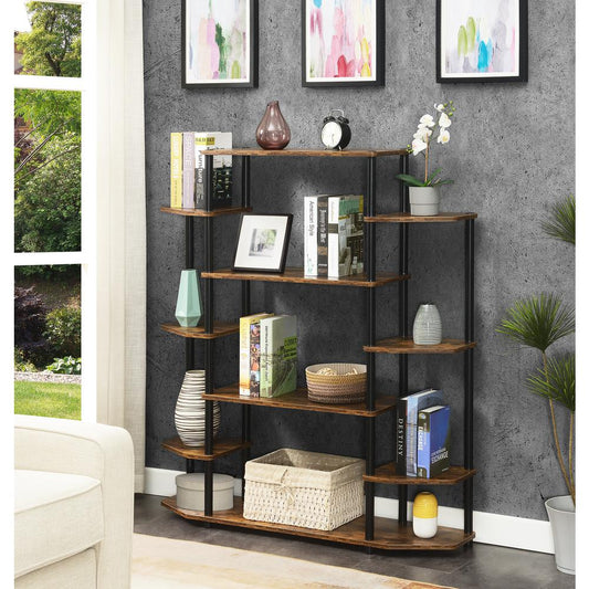 Designs2Go Wall Unit Bookshelf -Barnwood/Black Poles