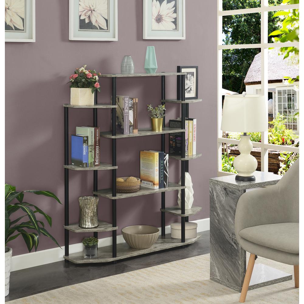 Designs2Go Wall Unit Bookshelf -Faux Birch/Black Poles