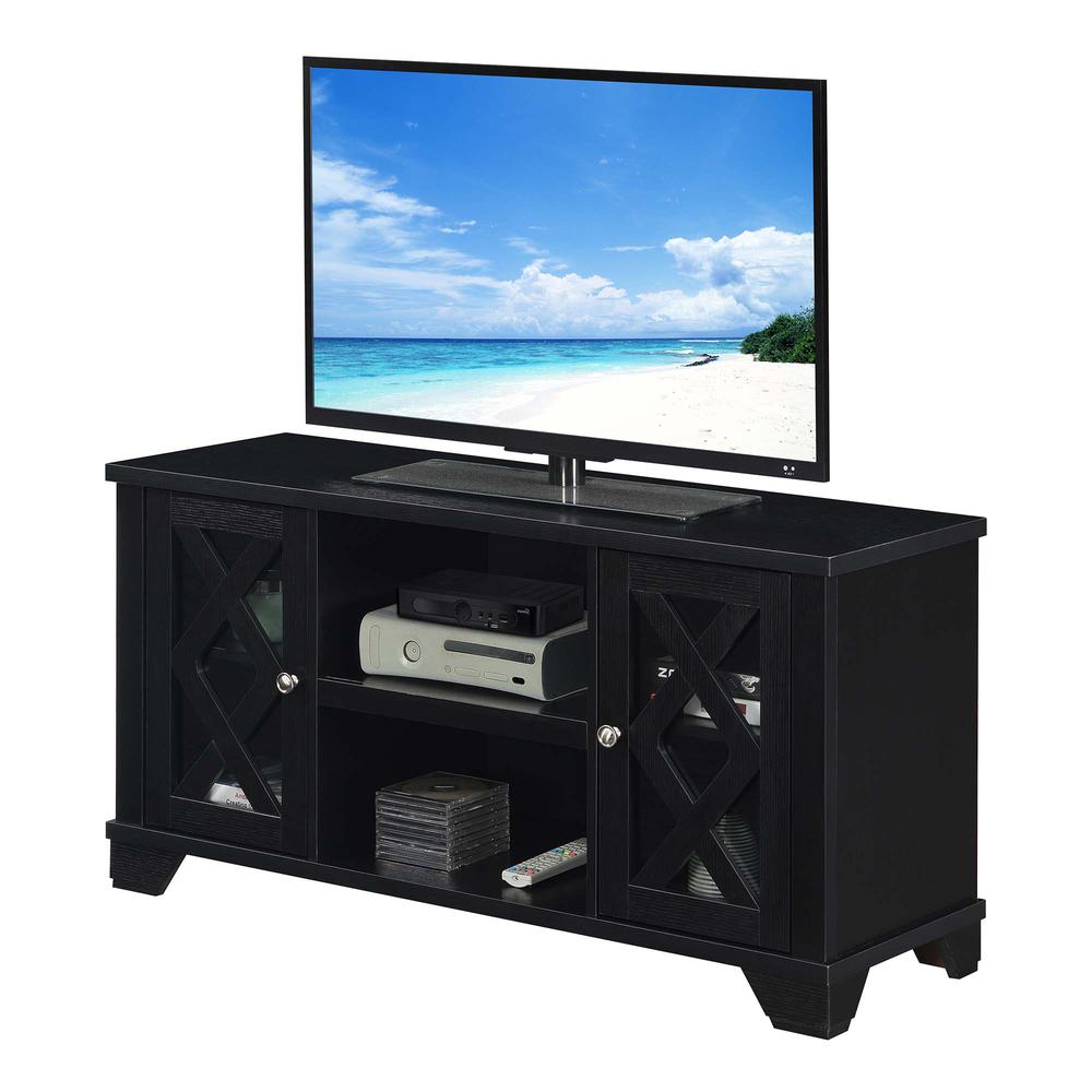 Gateway TV Stand with Storage Cabinets and Shelves, Black