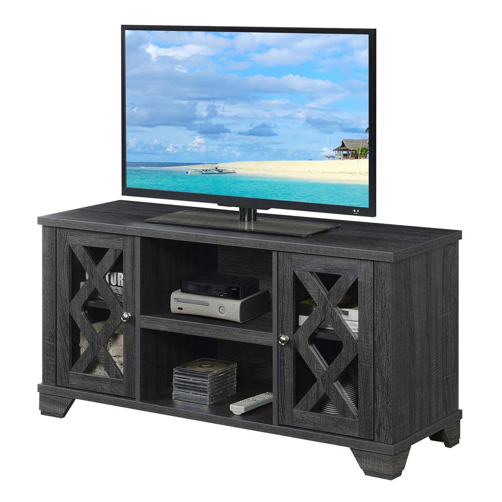 Gateway TV Stand with Storage Cabinets and Shelves, Weathered Gray