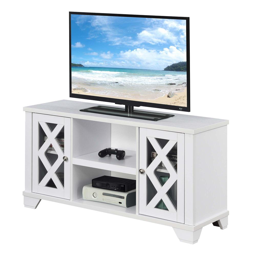 Gateway TV Stand with Storage Cabinets and Shelves, White