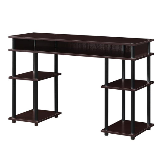 Designs2Go No Tools Student Desk with Shelves, Espresso/Black