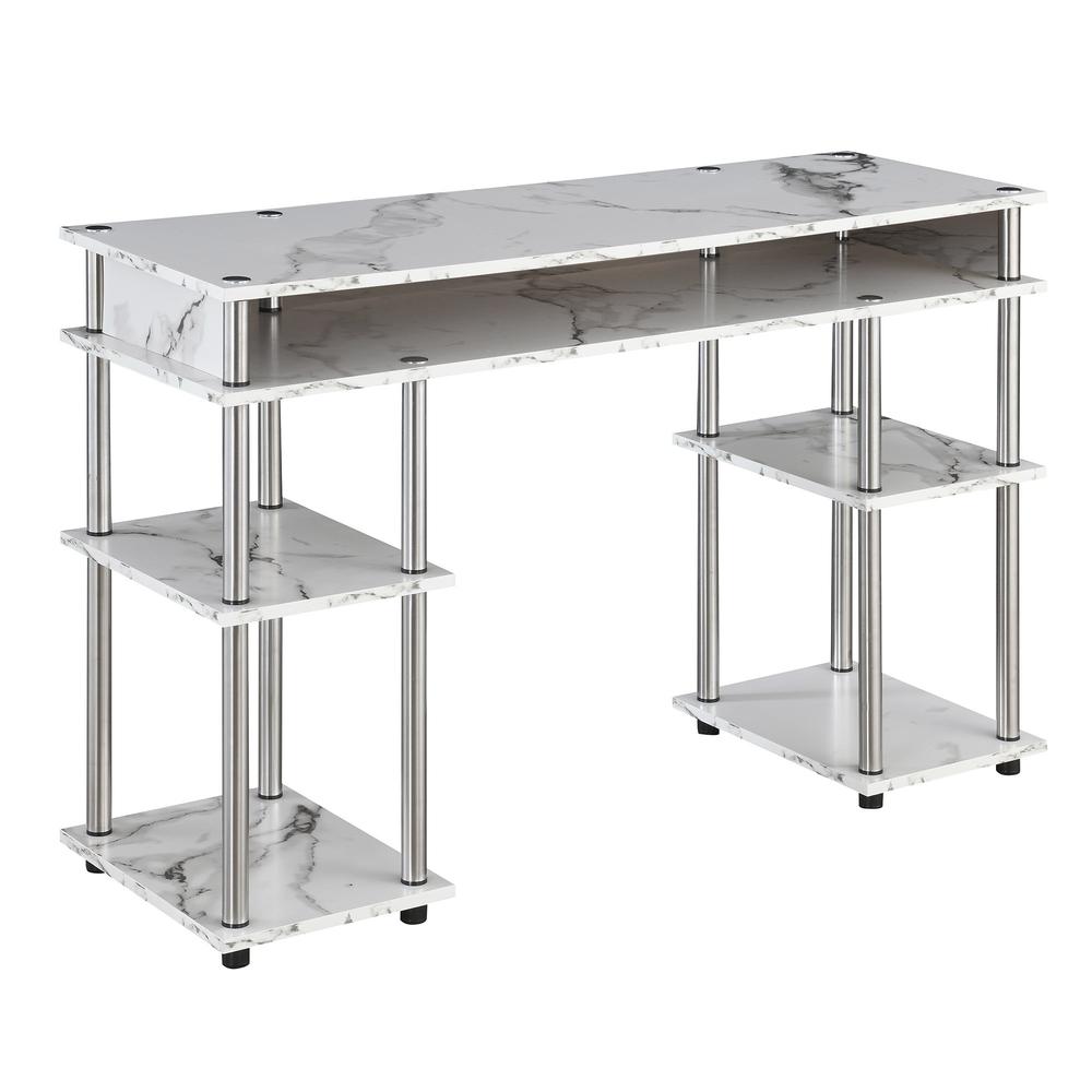 Designs2Go No Tools Student Desk, White Marble