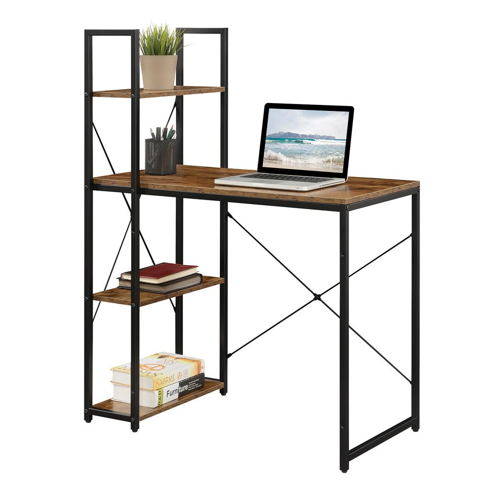 Designs2Go Office Workstation with Shelves, Barnwood/Black