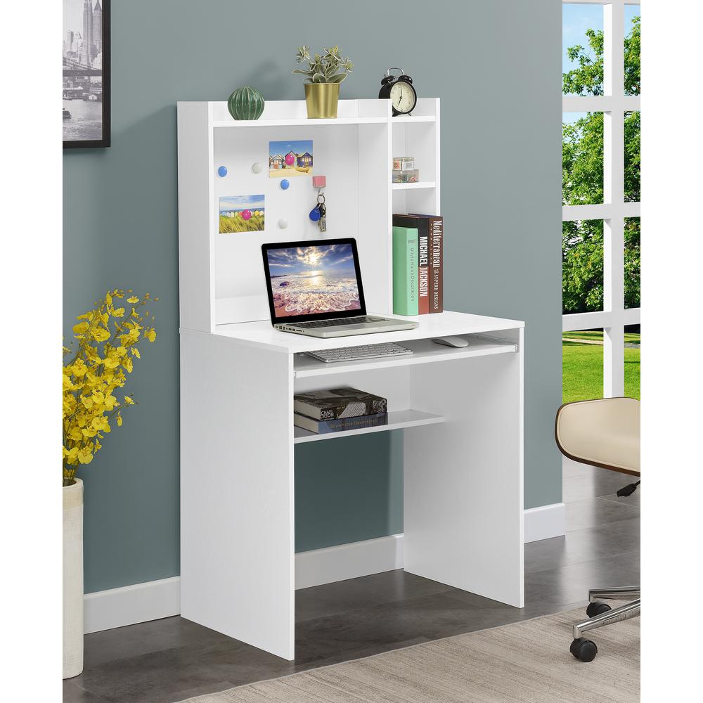 Designs2Go Student Desk with Magnetic Bulletin Board and Shelves, White