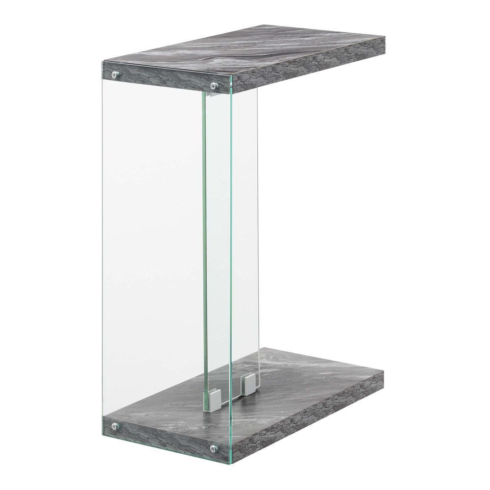 SoHo C End Table, Gray Faux Marble/Glass