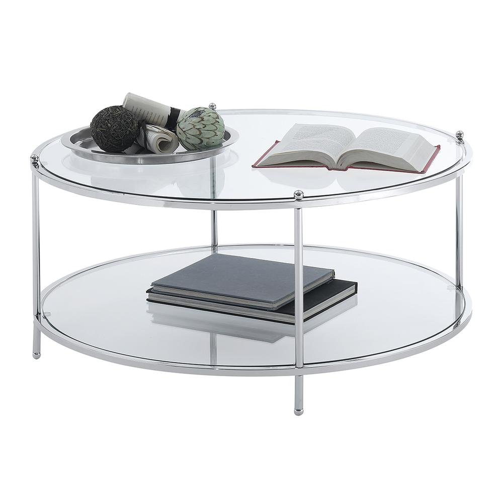 Royal Crest 2 Tier Round Glass Coffee Table