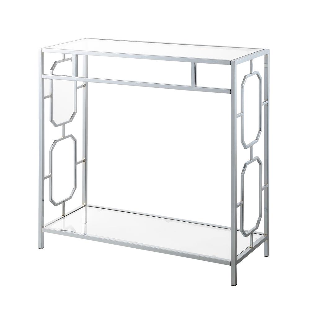 Omega Chrome Glass Hall Table with Shelf