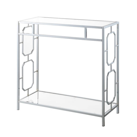 Omega Chrome Glass Hall Table with Shelf