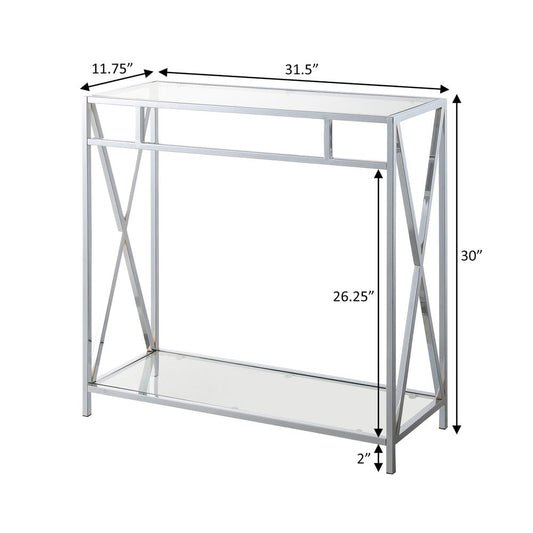 Oxford Chrome Glass Hall Table with Shelf