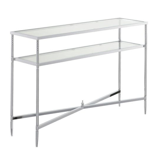 Tudor Console Table, Clear Glass/Chrome