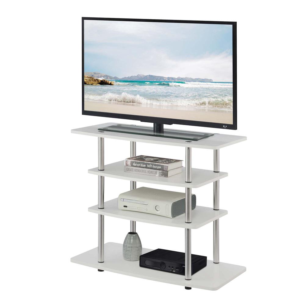 Designs2Go No Tools Highboy 4 Tier TV Stand, White