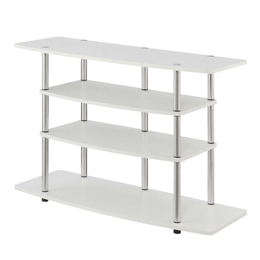 Designs2Go No Tools Wide Highboy 4 Tier TV Stand, White