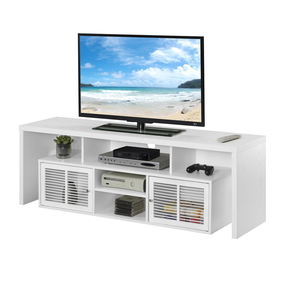 Lexington 60 inch TV Stand with Storage Cabinets and Shelves - White