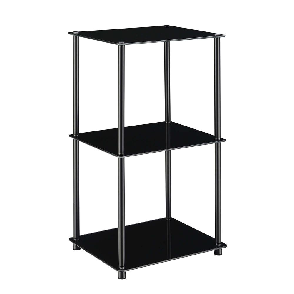 Designs2Go Classic Glass 3 Shelf Bookcase, Black Glass