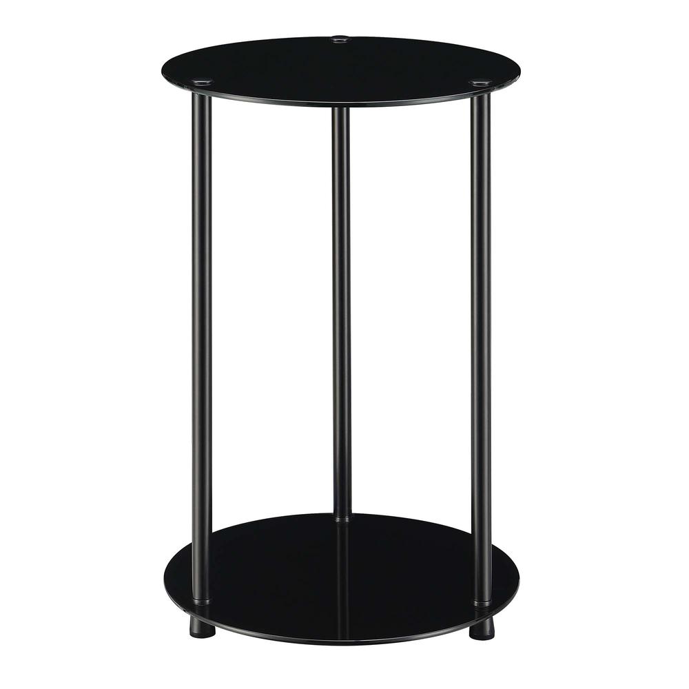 Designs2Go Classic Glass 2 Tier Round End Table, Black Glass