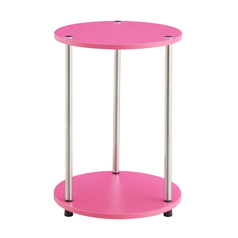 Designs2Go No Tools 2 Tier Round End Table, Pink