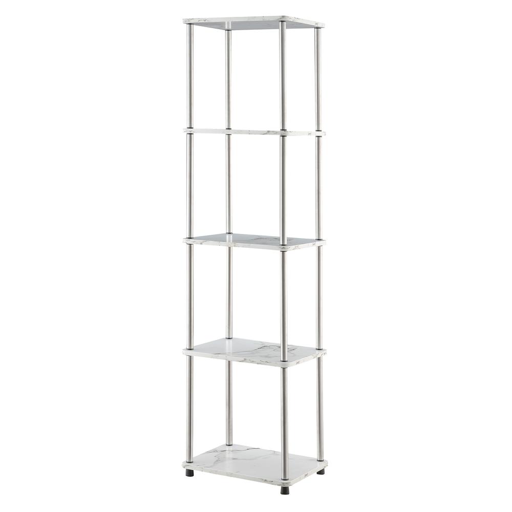 Designs2Go No Tools 5 Tier Tower, Faux White Marble/Chrome