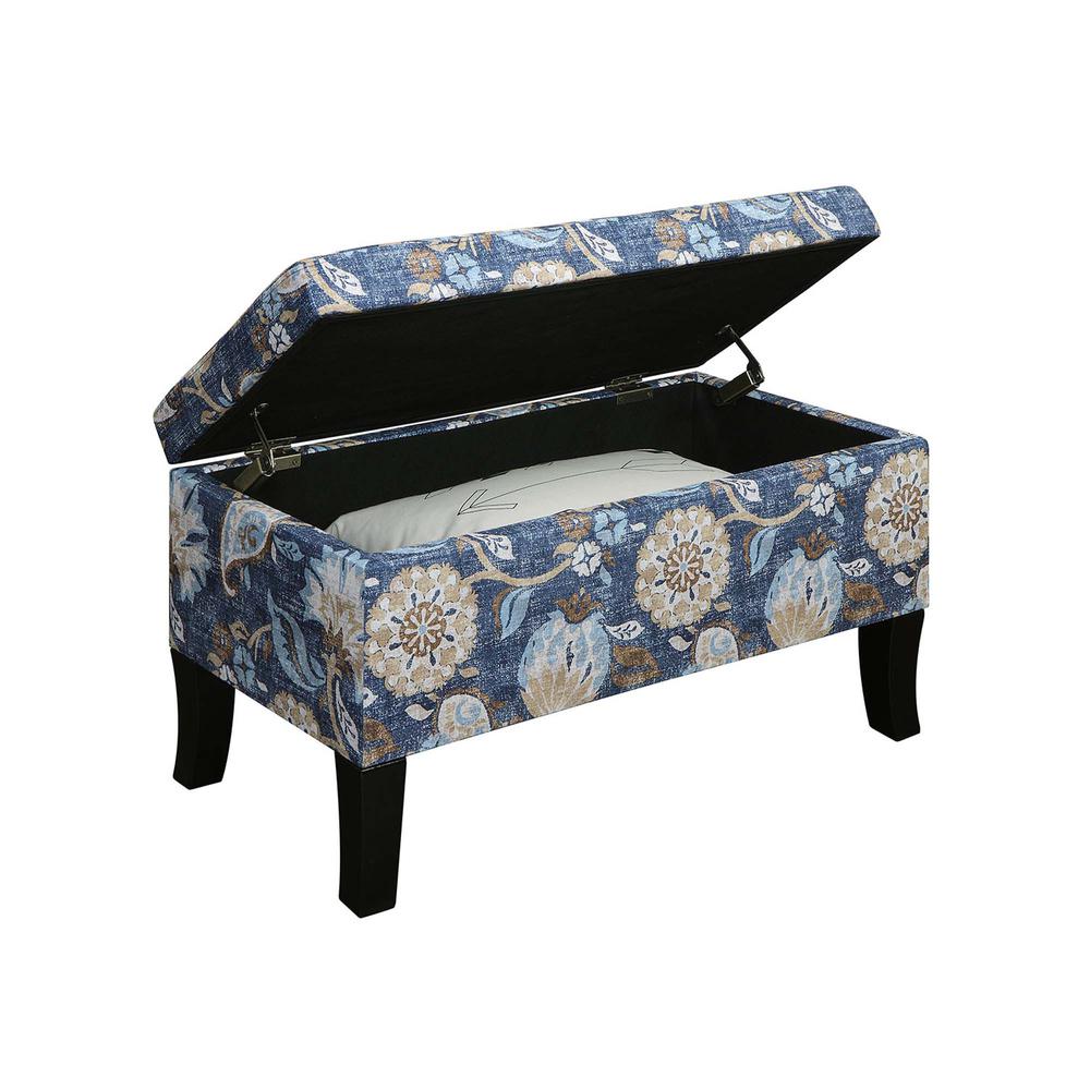 Designs4Comfort Winslow Storage Ottoman, Indigo Flora Fabric