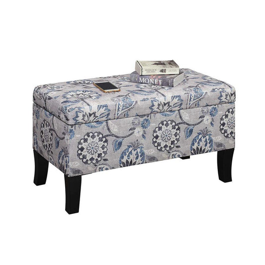 Designs4Comfort Winslow Storage Ottoman, Gray Flora Fabric