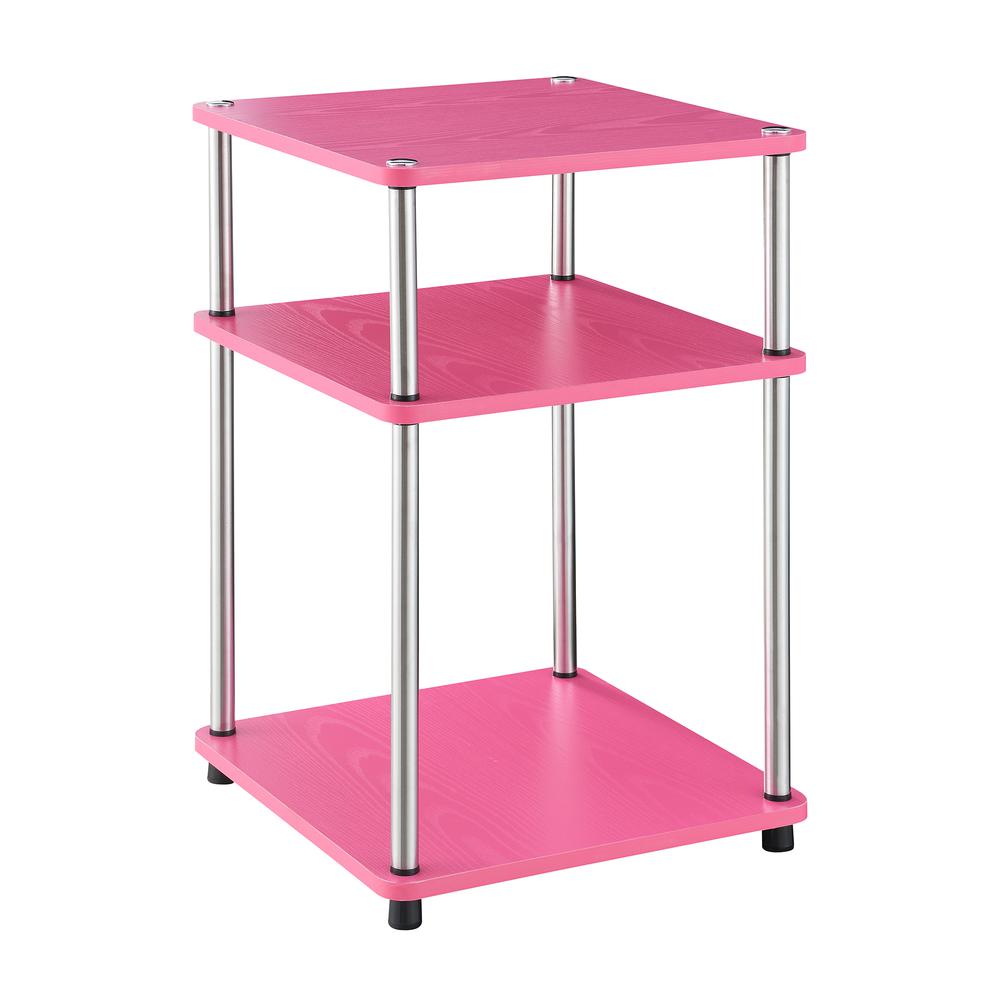 Designs2Go No Tools 3 Tier End Table, Pink