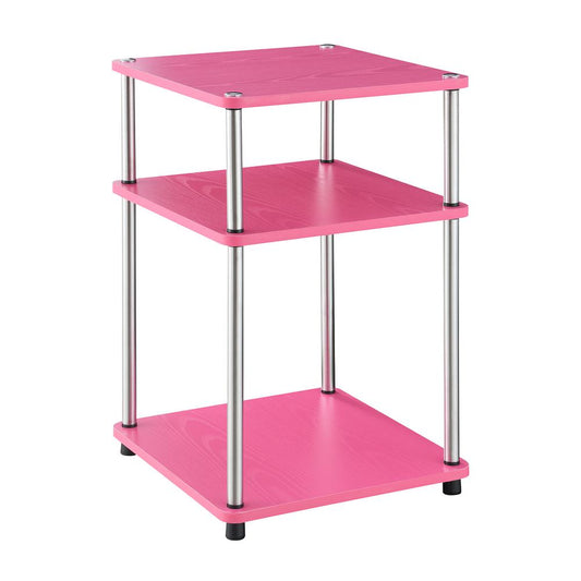 Designs2Go No Tools 3 Tier End Table, Pink