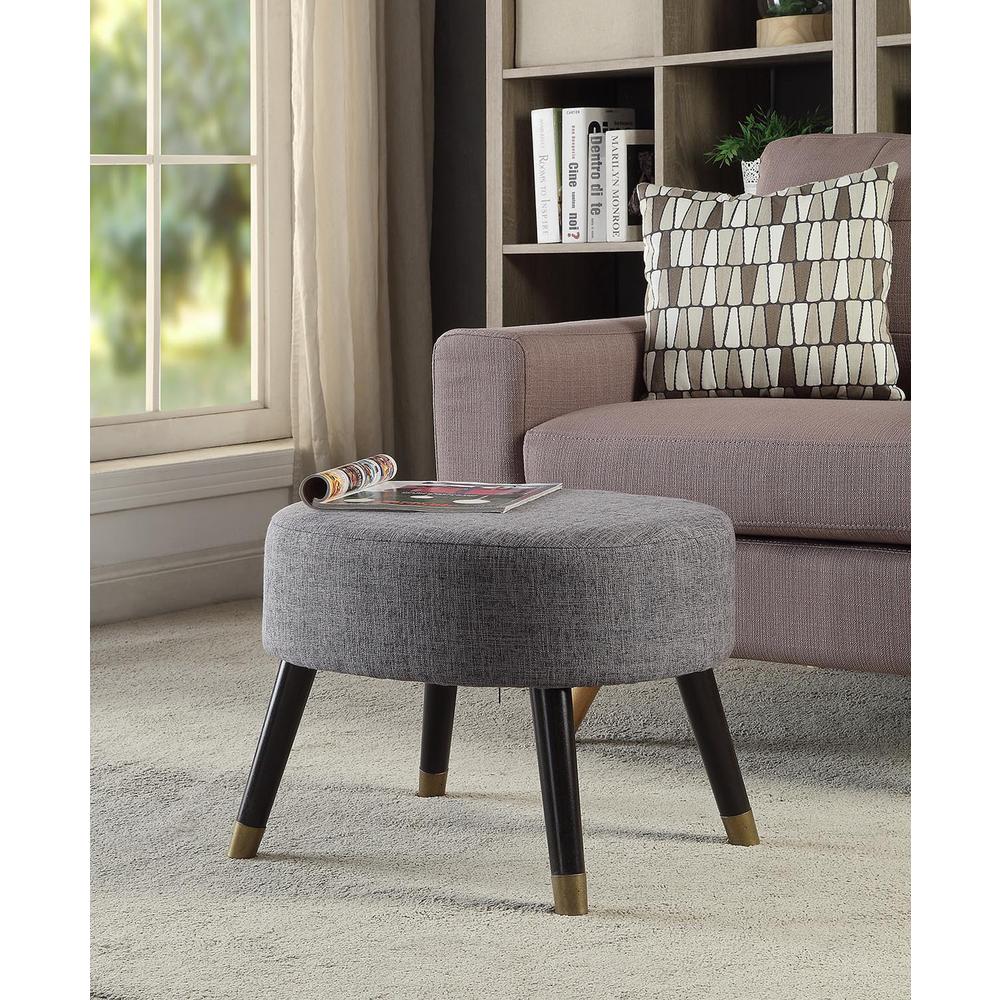 Designs4Comfort Mid Century Oval Ottoman Stool, Gray