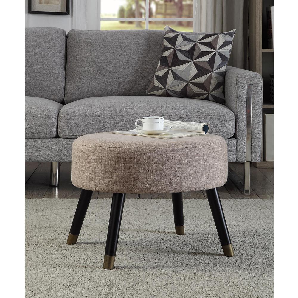 Designs4Comfort Mid Century Oval Ottoman Stool, Beige