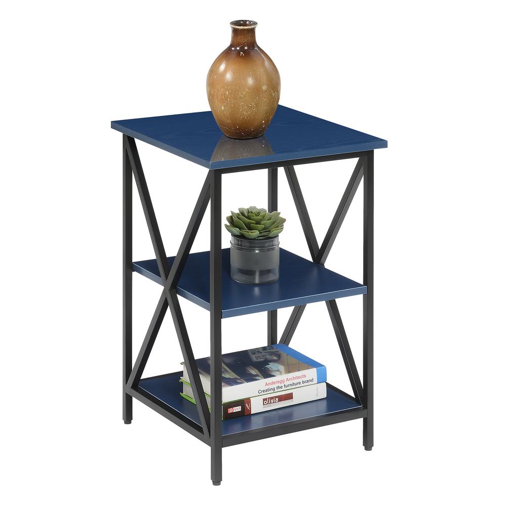 Tucson End Table with Shelves, Cobalt Blue/Black