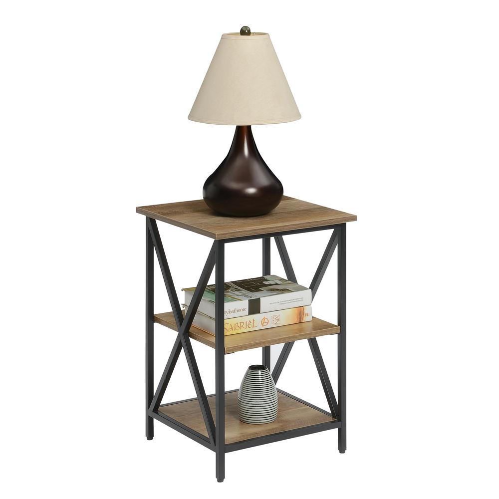 Tucson End Table with Shelves, Weathered Barnwood/Black